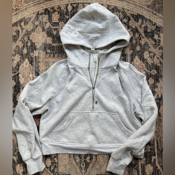 lululemon athletica Tops - Lululemon cropped Gray Hoodie with Front Pocket